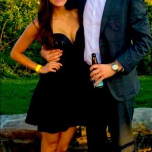 NWT Tobi Sparkle Bodice Strapless Black Dress